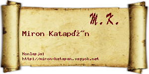 Miron Katapán névjegykártya